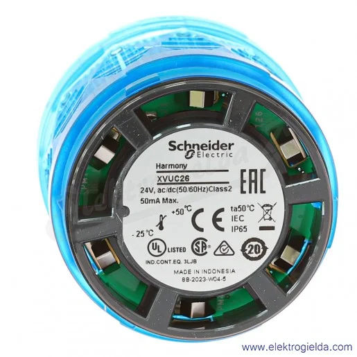 Moduł świetlny XVUC26 niebieski LED 24VAC/DC, fi 60mm, IP65 Moduł świetlny XVUC26 niebieski LED 24VAC/DC, fi 60mm, IP65