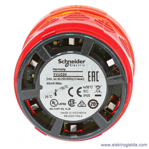 Moduł świetlny XVUC24 czerwony LED 24VAC/DC, fi 60mm, IP65 Moduł świetlny XVUC24 czerwony LED 24VAC/DC, fi 60mm, IP65