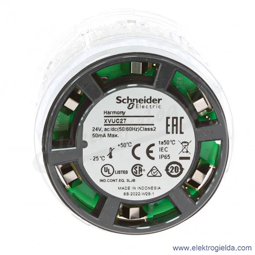Element świetlny XVUC27 biały LED 24VAC/DC, fi 60mm, IP65 Element świetlny XVUC27 biały LED 24VAC/DC, fi 60mm, IP65