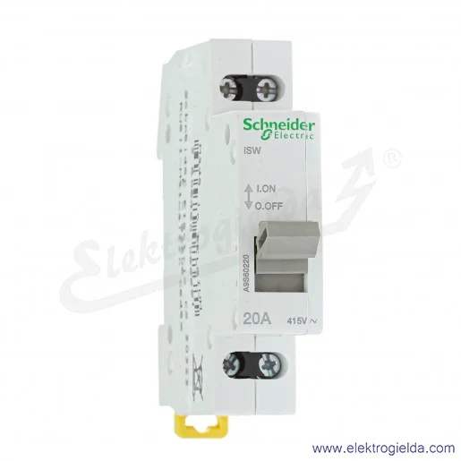 Rozłącznik modułowy A9S60220 Acti9 iSW 20A, 2P, 415V Rozłącznik modułowy A9S60220 Acti9 iSW 20A, 2P, 415V