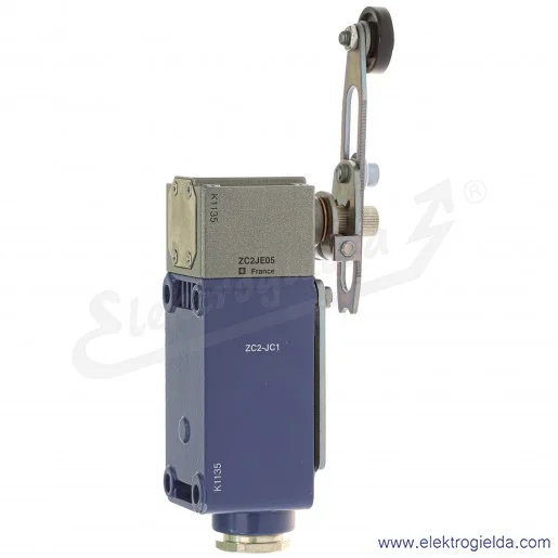 Wyłącznik krańcowy XC2JC10531, 1C/O migowy, dźwignia długa regulowana z rolką plastikową Wyłącznik krańcowy XC2JC10531, 1C/O migowy, dźwignia długa regulowana z rolką plastikową