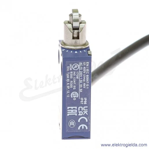 Łącznik krańcowy XCMD2102L1, 1NC1NO, z przewodem 1m, z rolką stalową Łącznik krańcowy XCMD2102L1, 1NC1NO, z przewodem 1m, z rolką stalową