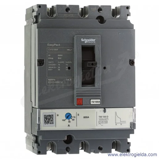 Wyłącznik kompaktowy CVS100F TM100D 3P3d 100A EasyPact 36kA Wyłącznik kompaktowy CVS100F TM100D 3P3d 100A EasyPact 36kA