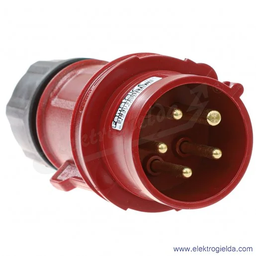 Wtyczka siłowa 13301, 5X16, 400V, czerwona, 3P+N+T, na przewód, IP44 Wtyczka siłowa 13301, 5X16, 400V, czerwona, 3P+N+T, na przewód, IP44