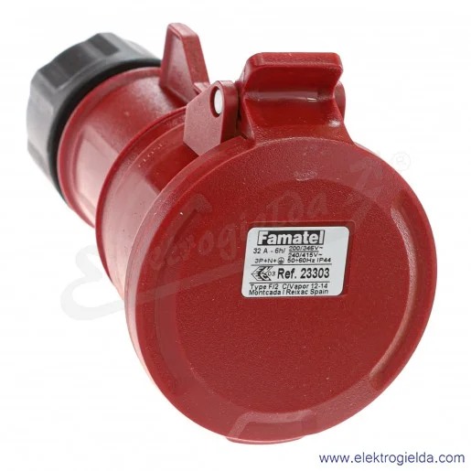 Gniazdo przenośne 23303, Eco 5X32, 400V, na przewód, IP44 Gniazdo przenośne 23303, Eco 5X32, 400V, na przewód, IP44