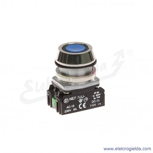 Przycisk sterowniczy NEF30 UKnXY niebieski kryty uszczelniony 30mm 1NO+1NC Przycisk sterowniczy NEF30 UKnXY niebieski kryty uszczelniony 30mm 1NO+1NC