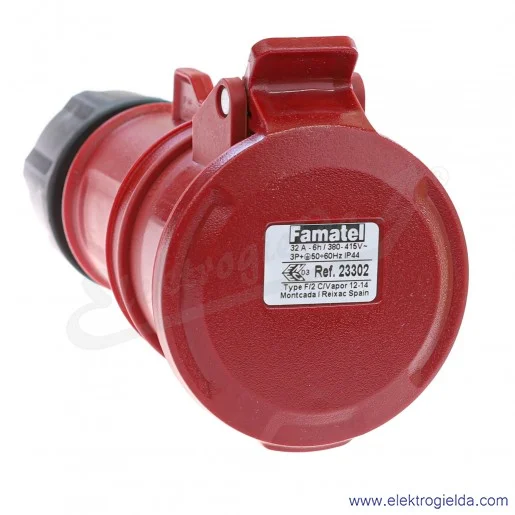 Gniazdo przenośne 23302, Eco 4X32, 400V, na przewód, IP44 Gniazdo przenośne 23302, Eco 4X32, 400V, na przewód, IP44