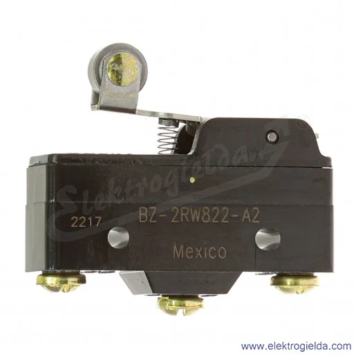 Mikrowyłącznik krańcowy BZ-2RW822-A2, SPDT, 15A 250VAC, IP40 Mikrowyłącznik krańcowy BZ-2RW822-A2, SPDT, 15A 250VAC, IP40