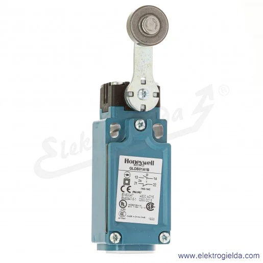 Wyłącznik krańcowy GLDB01A1B 1NO1NC, dźwignia z rolką, 600VAC 10A, IP66 Wyłącznik krańcowy GLDB01A1B 1NO1NC, dźwignia z rolką, 600VAC 10A, IP66