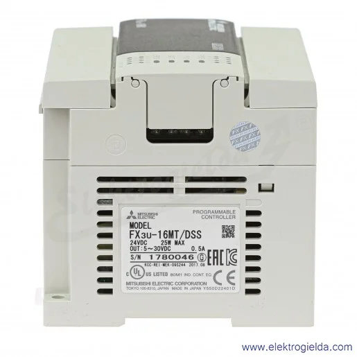 Sterownik PLC 231503, FX3U-16MT/DSS, 24VDC, 8 wejść cyfrowych 24VDC, 8 wyjść tranzystorowych Sterownik PLC 231503, FX3U-16MT/DSS, 24VDC, 8 wejść cyfrowych 24VDC, 8 wyjść tranzystorowych