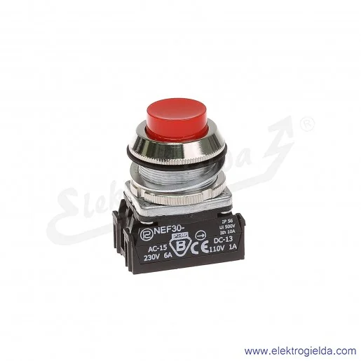 Przycisk sterowniczy NEF30 WcY czerwony wystający 30mm 1NC Przycisk sterowniczy NEF30 WcY czerwony wystający 30mm 1NC