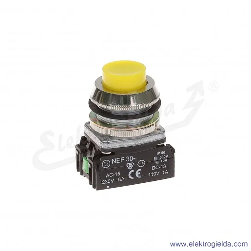 Przycisk sterowniczy NEF30 WgXY żółty wystający 30mm 1NO+1NC Przycisk sterowniczy NEF30 WgXY żółty wystający 30mm 1NO+1NC