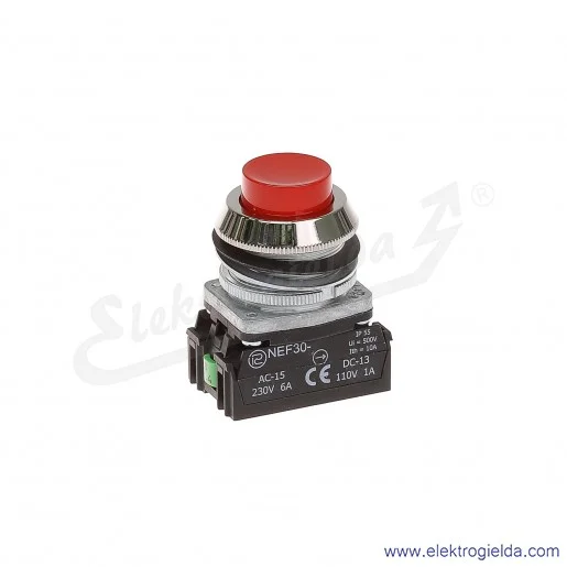 Przycisk sterowniczy NEF30 WcXY czerwony wystający 30mm 1NO+1NC Przycisk sterowniczy NEF30 WcXY czerwony wystający 30mm 1NO+1NC