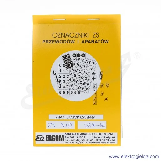 Znaki samoprzylepne E04ZP-02030400200, ZS D10/UZK-R czerwony znak "UZK-R" na białym tle, 10 arkuszy po 48 sztuk Znaki samoprzylepne E04ZP-02030400200, ZS D10/UZK-R czerwony znak "UZK-R" na białym tle, 10 arkuszy po 48 sztuk