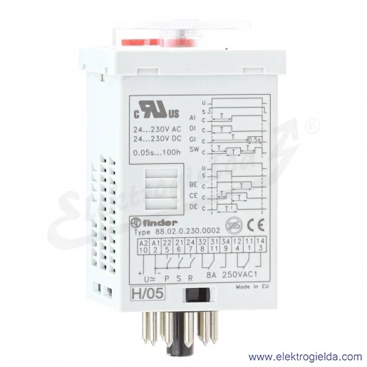 Przekaźnik czasowy 88.02.0.230.0002, 2P, 24..230VAC/DC, 8A, wielofunkcyjny Przekaźnik czasowy 88.02.0.230.0002, 2P, 24..230VAC/DC, 8A, wielofunkcyjny