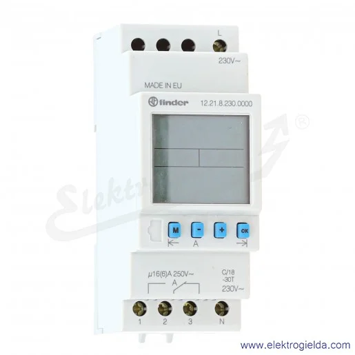 Programator, 212 21 8 230 0000 tygodniowy elektroniczny, 1CO 16A, 230VAC Programator, 212 21 8 230 0000 tygodniowy elektroniczny, 1CO 16A, 230VAC