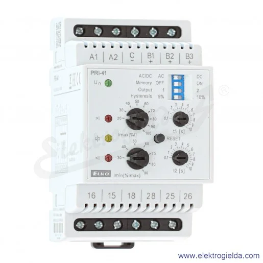 Przekaźnik nadzorczy PRI-41 0.4-16A prądowy, 230VAC/DC