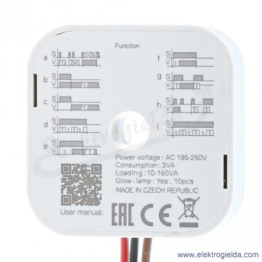 Przekaźnik czasowy SMR-T do puszki, 3 przewodowy, 0.1s..10dni, 9 funkcji czasowych