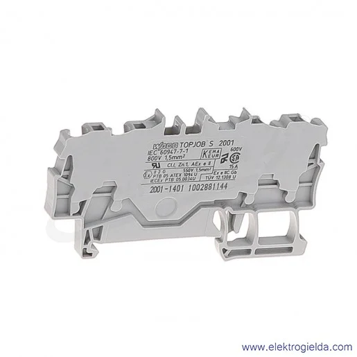 Złączka sprężynowa 2001-1401 1,5mm2 4-przewodowa, szara TopJob S Złączka sprężynowa 2001-1401 1,5mm2 4-przewodowa, szara TopJob S