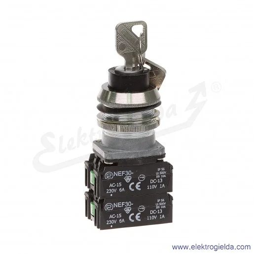 Przełącznik kluczykowy NEF30 Z 2X2Y 1-0-2 stabilny 30mm 2NO+2NC Przełącznik kluczykowy NEF30 Z 2X2Y 1-0-2 stabilny 30mm 2NO+2NC