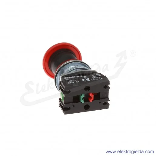 Przycisk dłoniowy NEF30 UDcXY czerwony impulsowy uszczelniony 30mm 1NO+1NC Przycisk dłoniowy NEF30 UDcXY czerwony impulsowy uszczelniony 30mm 1NO+1NC