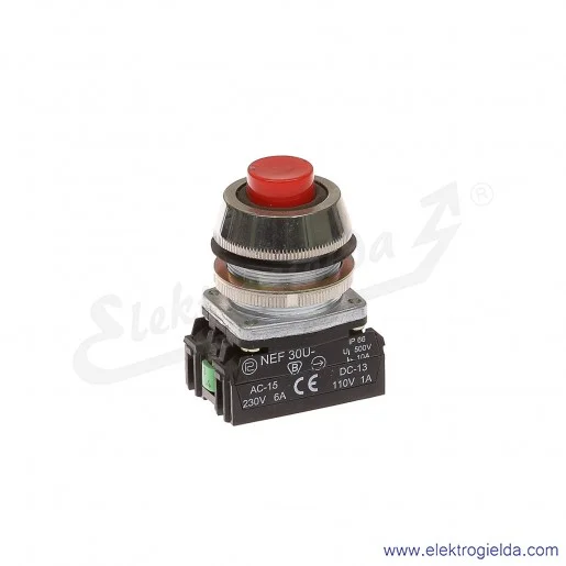 Przycisk sterowniczy NEF30 UWcXY czerwony wystający uszczelniony 30mm 1NO+1NC Przycisk sterowniczy NEF30 UWcXY czerwony wystający uszczelniony 30mm 1NO+1NC