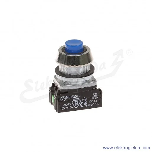 Przycisk sterowniczy NEF30 UWnXY niebieski wystający uszczelniony 30mm 1NO+1NC Przycisk sterowniczy NEF30 UWnXY niebieski wystający uszczelniony 30mm 1NO+1NC