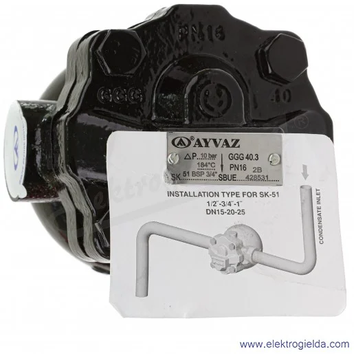 Odwadniacz pary G3/4 pływakowy SK51 DN20 DP10 Odwadniacz pary G3/4 pływakowy SK51 DN20 DP10