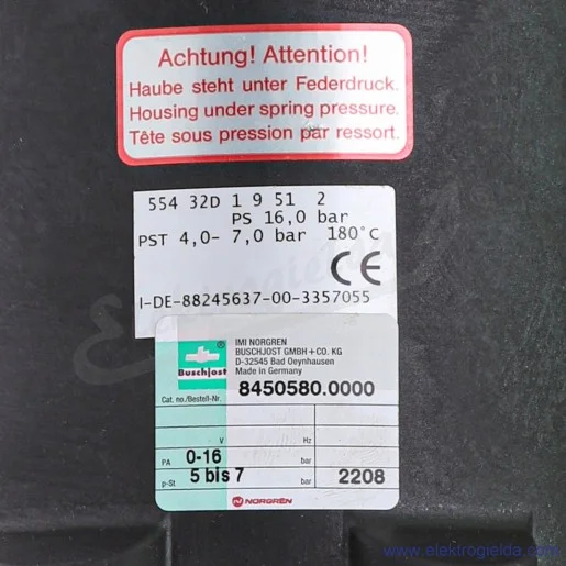 Zawór skośny 8450580000000000 G1.1/4 16.0 bar PST 4.0-7.0 bar Zawór skośny 8450580000000000 G1.1/4 16.0 bar PST 4.0-7.0 bar