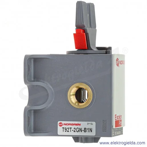 Zawór odcinający ręczny T92T-2GN-B1N 3/2, G1/4 bez tłumika, z możliwością blokady bez kłódki Zawór odcinający ręczny T92T-2GN-B1N 3/2, G1/4 bez tłumika, z możliwością blokady bez kłódki