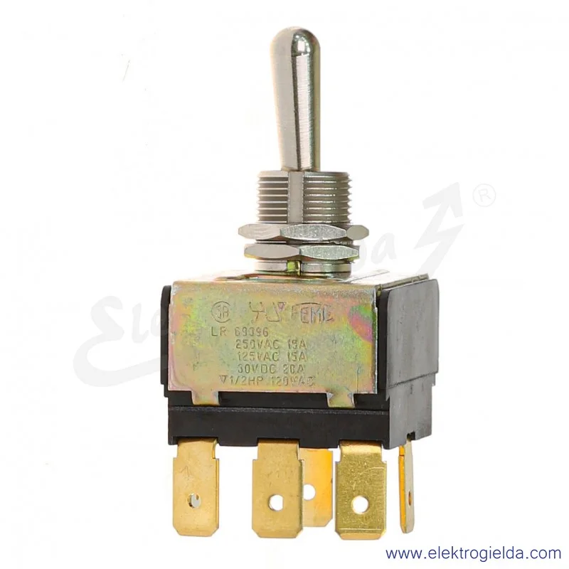 Przełącznik dźwigienkowy F_9102030000 S3F-I ON-OFF, 6P 250VAC 15A, 20VDC 20A Przełącznik dźwigienkowy F_9102030000 S3F-I ON-OFF, 6P 250VAC 15A, 20VDC 20A