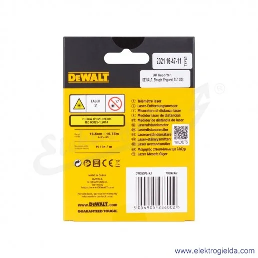 Dalmierz akumulatorowy DW055PL-XJ kieszonkowy laserowy do 16m, 3.7V 1000 pomiarów na 1 ładowaniu Dalmierz akumulatorowy DW055PL-XJ kieszonkowy laserowy do 16m, 3.7V 1000 pomiarów na 1 ładowaniu