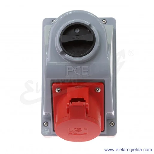 Gniazdo stałe 96062540W 32A 0-1 5P z wyłącznikiem, natynkowe IP44 Gniazdo stałe 96062540W 32A 0-1 5P z wyłącznikiem, natynkowe IP44