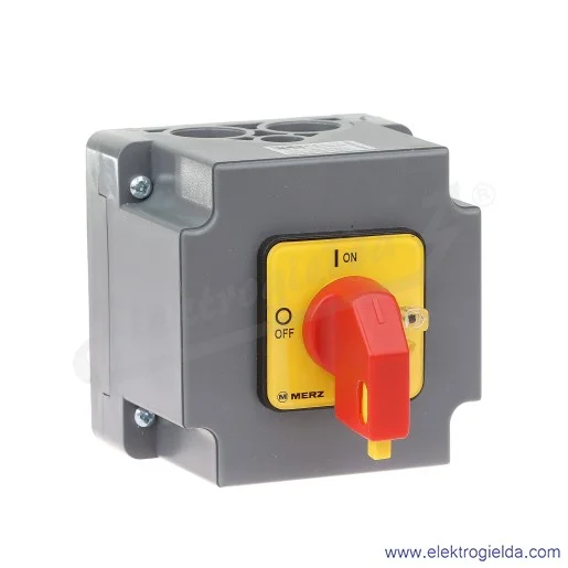 Łącznik krzywkowy ML016.4-RG3/OB 0-1, 4p, 16A żółto-czerwony, z możliwością blokady przez kłódkę, w obudowie Łącznik krzywkowy ML016.4-RG3/OB 0-1, 4p, 16A żółto-czerwony, z możliwością blokady przez kłódkę, w obudowie