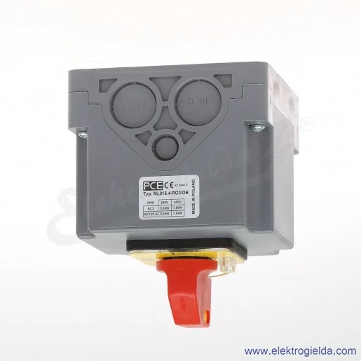 Łącznik krzywkowy ML016.4-RG3/OB 0-1, 4p, 16A żółto-czerwony, z możliwością blokady przez kłódkę, w obudowie Łącznik krzywkowy ML016.4-RG3/OB 0-1, 4p, 16A żółto-czerwony, z możliwością blokady przez kłódkę, w obudowie