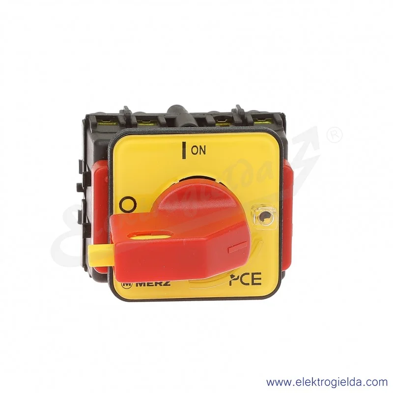 Rozłącznik krzywkowy ML032.4TB/RG3 0-1 4P 32A bez obudowy, żółto-czerwony, z możliwością blokady przez kłódkę