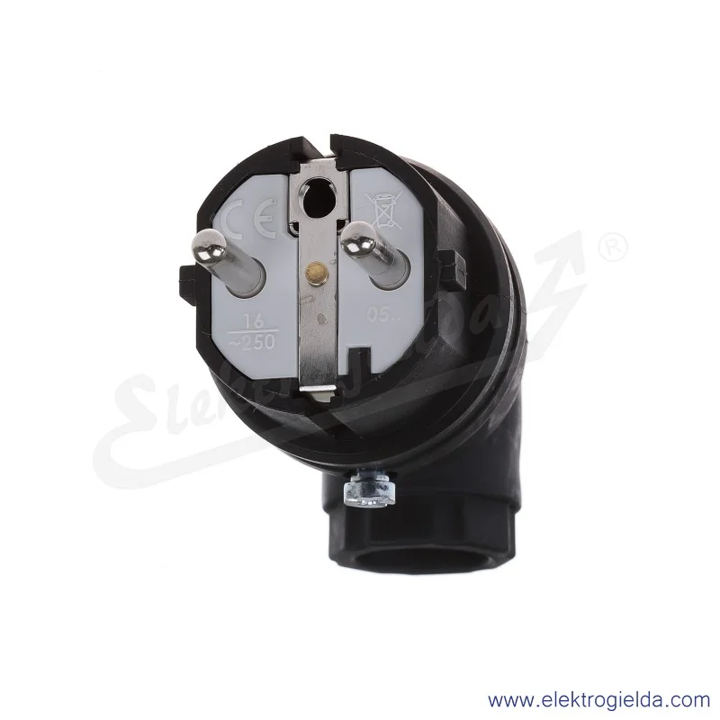 Wtyczka kątowa 05821-s 10/16A 2P+Z, 230V UNI-SCHUKO IP44 guma-poliamid Wtyczka kątowa 05821-s 10/16A 2P+Z, 230V UNI-SCHUKO IP44 guma-poliamid