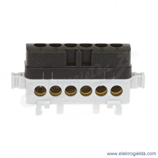 Listwa przyłączeniowa A18-0038 LPI-6s 16mm2, 400V 76A, czarna z poliamidu Listwa przyłączeniowa A18-0038 LPI-6s 16mm2, 400V 76A, czarna z poliamidu