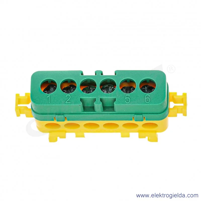 Listwa przyłączeniowa A18-0051 LPI-6g 16mm2, 76A 400V, zielono-żółta z poliamidu