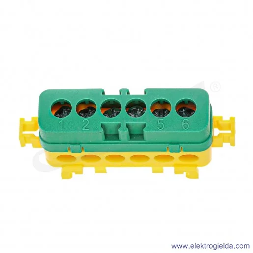 Listwa przyłączeniowa A18-0051 LPI-6g 16mm2, 76A 400V, zielono-żółta z poliamidu