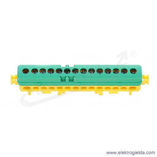 Listwa przyłączeniowa A18-1051 LPI-14g 25mm2, 101A 400V, zielono-żółta z poliamidu
