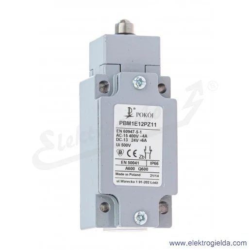 Łącznik krańcowy 37-339 PBM1 E12 PZ11, 1NO+1NC, trzpień z kulką, IP66 Łącznik krańcowy 37-339 PBM1 E12 PZ11, 1NO+1NC, trzpień z kulką, IP66