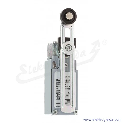 Łącznik krańcowy A37-4740 PAM1 F51 PZ11 1NO1NC, długa dźwignia z rolką z tworzywa Łącznik krańcowy A37-4740 PAM1 F51 PZ11 1NO1NC, długa dźwignia z rolką z tworzywa