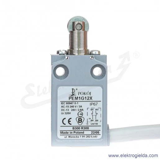 Łącznik krańcowy A37-A83X PEM1 G12 X trzpień z rolką metalową Łącznik krańcowy A37-A83X PEM1 G12 X trzpień z rolką metalową