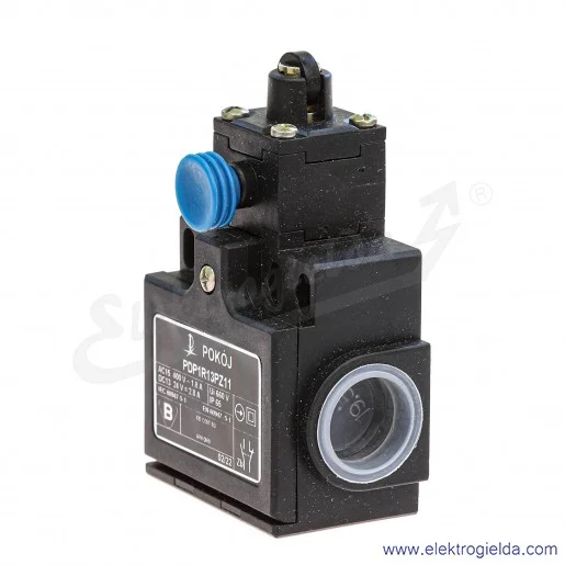 Łącznik krańcowy A37-6R20 PDP1 R13 PZ11, 1NO+1NC styki migowe, trzpień z rolką i ryglem z tworzywa Łącznik krańcowy A37-6R20 PDP1 R13 PZ11, 1NO+1NC styki migowe, trzpień z rolką i ryglem z tworzywa