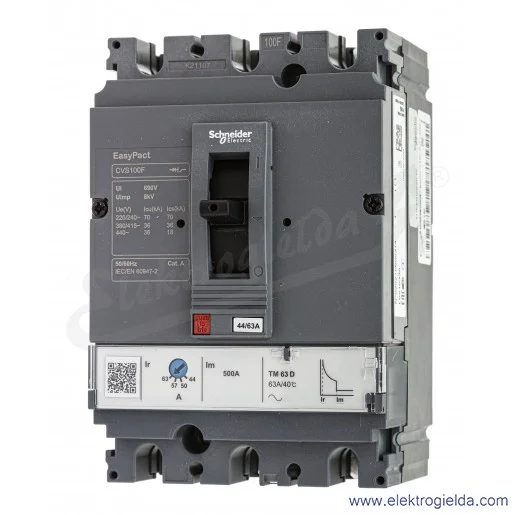 Wyłącznik kompaktowy LV510335 CVS100F TM63D 3P, 3d 63A EasyPact 36kA Wyłącznik kompaktowy LV510335 CVS100F TM63D 3P, 3d 63A EasyPact 36kA