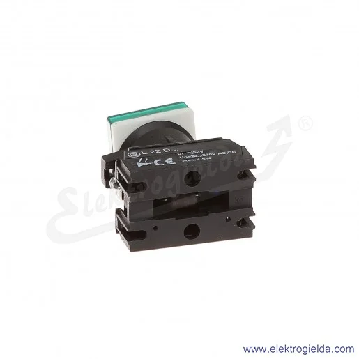 Lampka sygnalizacyjna L22 KDz 24-230V AC/DC zielona klosz kwadratowy płaski Lampka sygnalizacyjna L22 KDz 24-230V AC/DC zielona klosz kwadratowy płaski