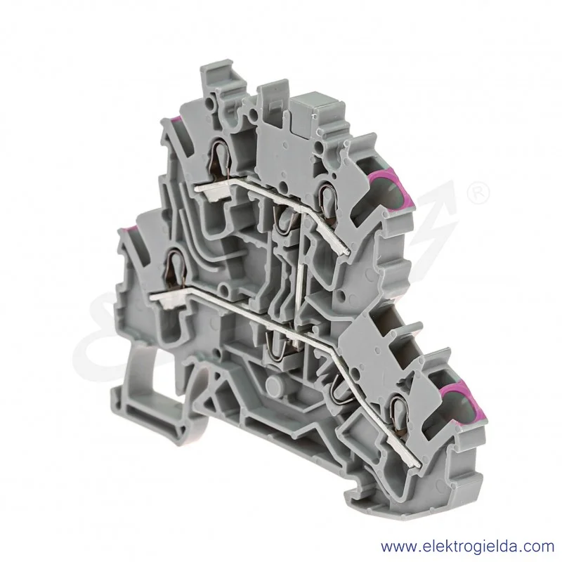 Złączka przelotowa 2002-2208 2,5mm2 dwupiętrowa szara 4-przewodowa Złączka przelotowa 2002-2208 2,5mm2 dwupiętrowa szara 4-przewodowa