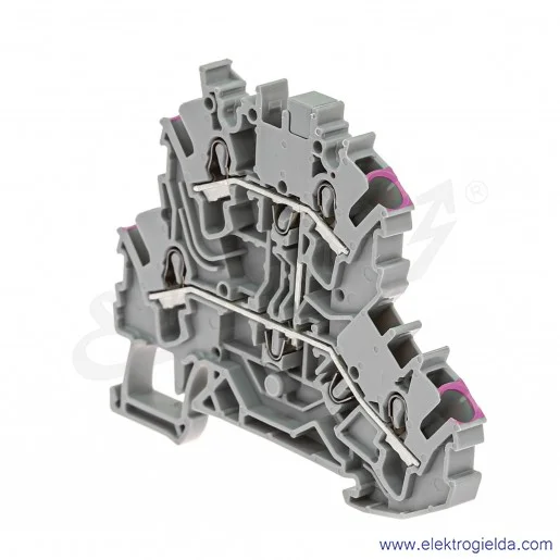 Złączka przelotowa 2002-2208 2,5mm2 dwupiętrowa szara 4-przewodowa Złączka przelotowa 2002-2208 2,5mm2 dwupiętrowa szara 4-przewodowa