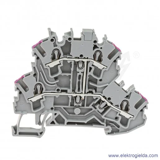 Złączka przelotowa 2002-2208 2,5mm2 dwupiętrowa szara 4-przewodowa Złączka przelotowa 2002-2208 2,5mm2 dwupiętrowa szara 4-przewodowa